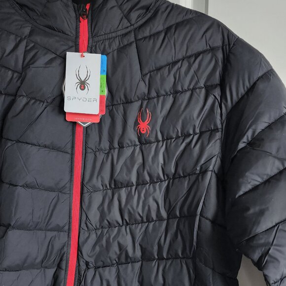 NWT Spyder Men's Peak Synthetic Down Jacket Black | Packable Puffer Coat OMSP140 - Picture 4 of 10